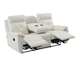 Best 3- + 2-Zits-Relaxbank Van Wit Leer Vineta Bankstel 3+2