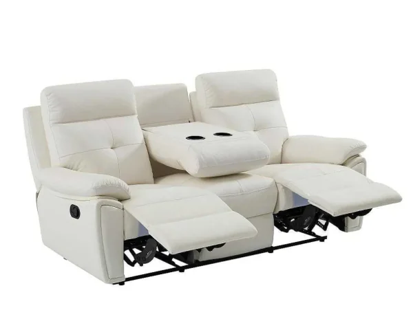 Best 3- + 2-Zits-Relaxbank Van Wit Leer Vineta Bankstel 3+2
