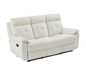 Best 3- + 2-Zits-Relaxbank Van Wit Leer Vineta Bankstel 3+2