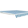 Outlet Zonnewering Paleas - Handmatig - 3,95 X 2,5M - Blauw En Wit Buitenzonwering