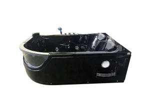 Outlet Zwart Bubbelbad 180 X 120 Cm Chromotherapie 8 Jets Bluebell Massagebad