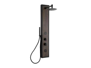 Flash Sale Zwarte Douchekolom Met Massagestralen Met Houten Decoratie - H127 X L48,5 Cm - Ubala Douchekolom