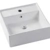 Cheap Zwevend, Geribbeld Badkamermeubel Met Goudkleurige Randen En Opzetwastafel - Wit - 80 Cm - Keliza Badkamermeubel Met Enkele Wastafel
