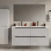 Best Sale Zwevend Wastafelmeubel Met Dubbel Inbouwbekken - Wit - 120 Cm - Selita Dubbele Wastafel