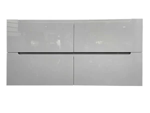 Store Zwevend Wastafelmeubel Met Dubbel Inbouwbekken En Kast - Grijs - 120 Cm - Selita Dubbele Wastafel