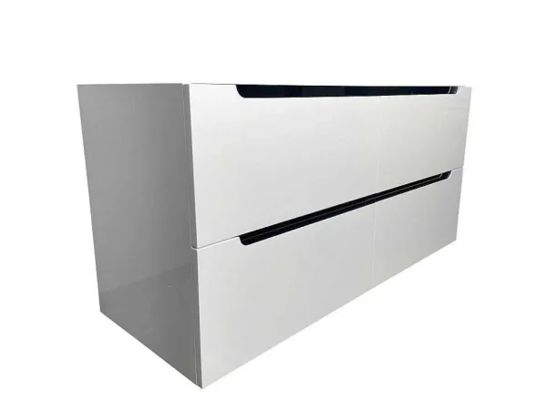 Best Sale Zwevend Wastafelmeubel Met Dubbel Inbouwbekken - Wit - 120 Cm - Selita Dubbele Wastafel