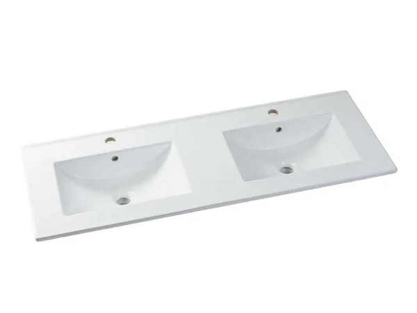Best Sale Zwevend Wastafelmeubel Met Dubbel Inbouwbekken - Wit - 120 Cm - Selita Dubbele Wastafel